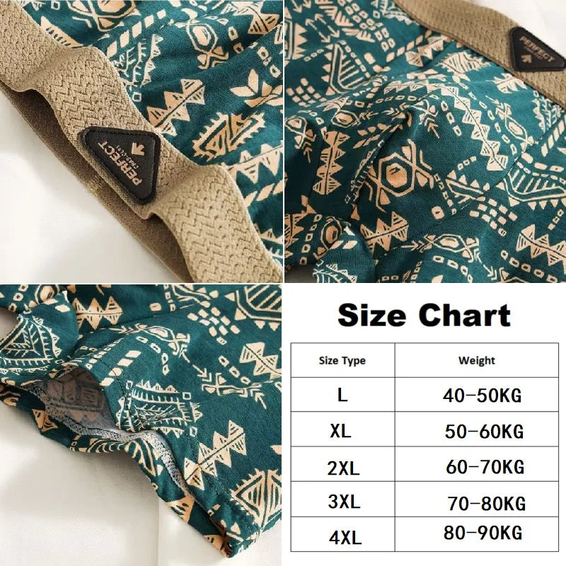 Cuecas Boxer Masculinas em Estilo Retrô Étnico
