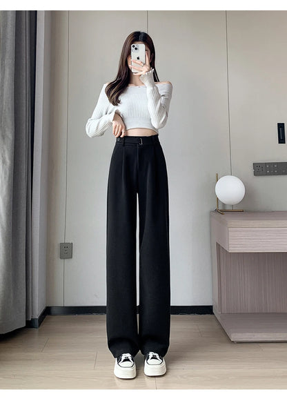 Calça Larga de Lã Engrossada Seoulish