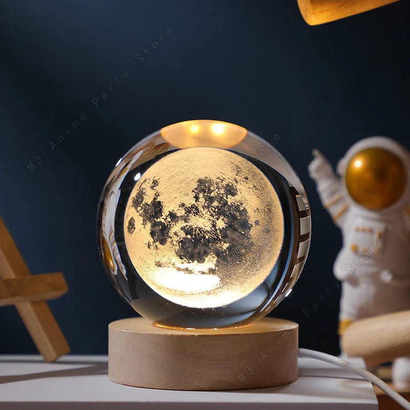 Luminária Noturna de Bola de Cristal 3D com LED