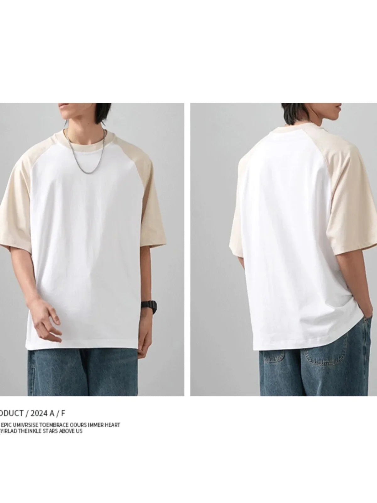 Camiseta de Algodão com Retalhos de Cores de Manga Curta