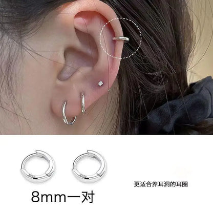 Conjunto de 3 Pares de Brincos de Argola Huggie Minimalistas em Aço