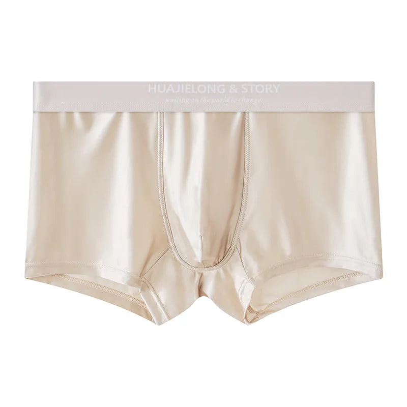Kit 1 ou 3 Unidades de Cuecas Boxer em Seda Gelo e Cetim