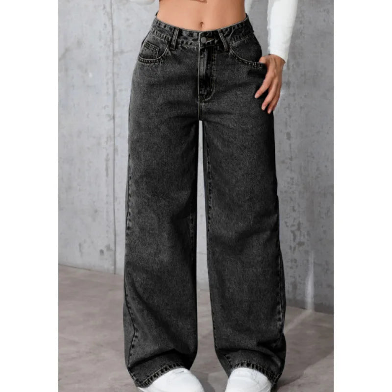 Jeans Femininos de Cintura Alta e Modelagem Larga (Loose Fit) com Perna Reta