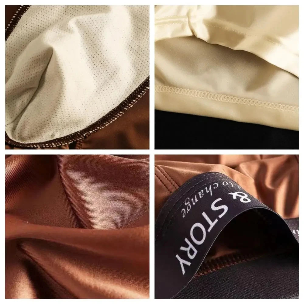 Kit 1 ou 3 Unidades de Cuecas Boxer em Seda Gelo e Cetim