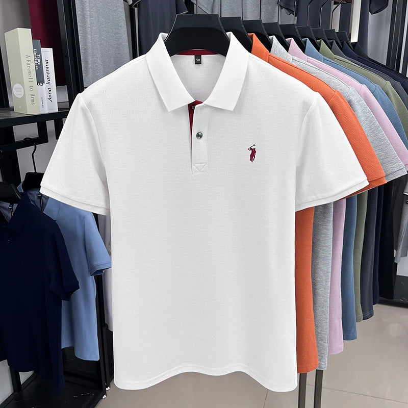 Camisa Polo 100% Algodão com Bordado de Cavalo