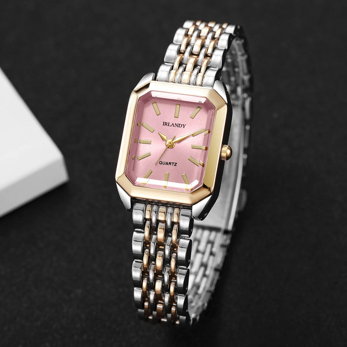 Relógio Feminino Retangular com Pulseira de Aço