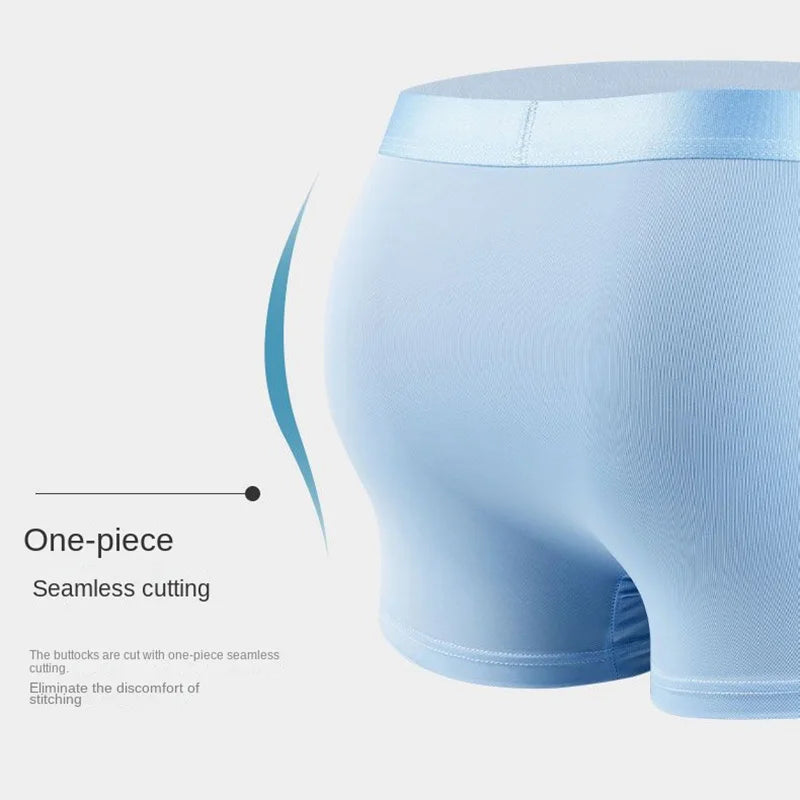 Kit com 4 Unidades de Cuecas Boxer Masculinas em Seda Gelo