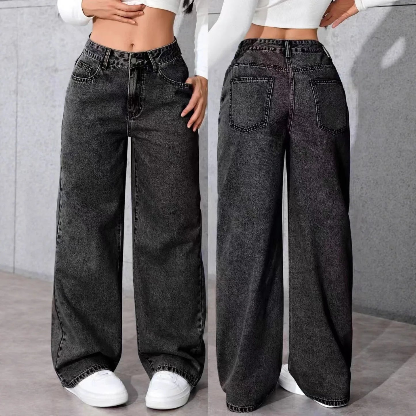 Jeans Femininos de Cintura Alta e Modelagem Larga (Loose Fit) com Perna Reta