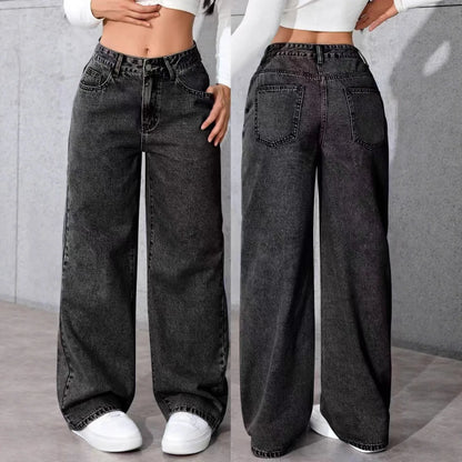 Jeans Femininos de Cintura Alta e Modelagem Larga (Loose Fit) com Perna Reta