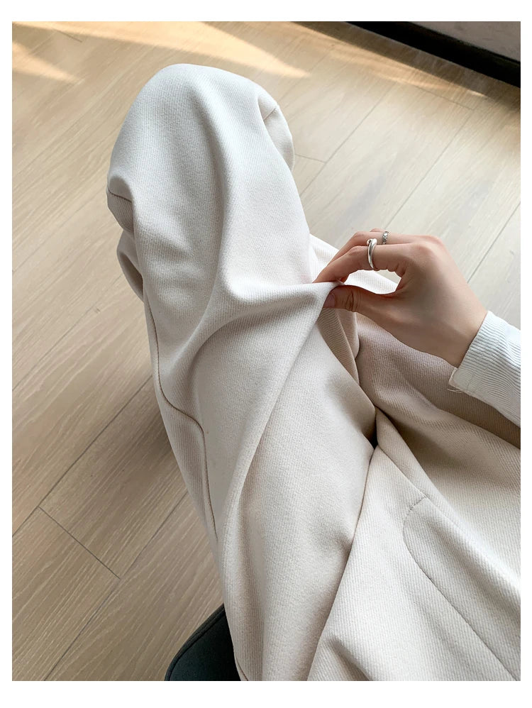 Calça Larga de Lã Engrossada Seoulish