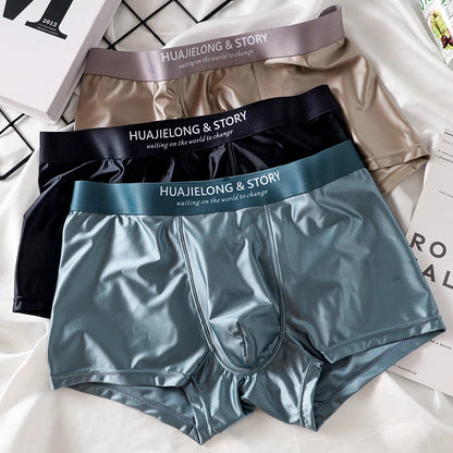 Kit 1 ou 3 Unidades de Cuecas Boxer em Seda Gelo e Cetim