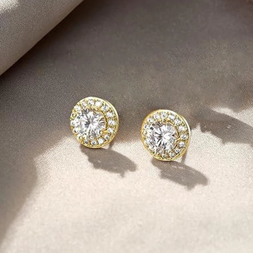 Conjunto de Brincos Redondos e Quadrados com Diamante