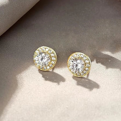 Conjunto de Brincos Redondos e Quadrados com Diamante