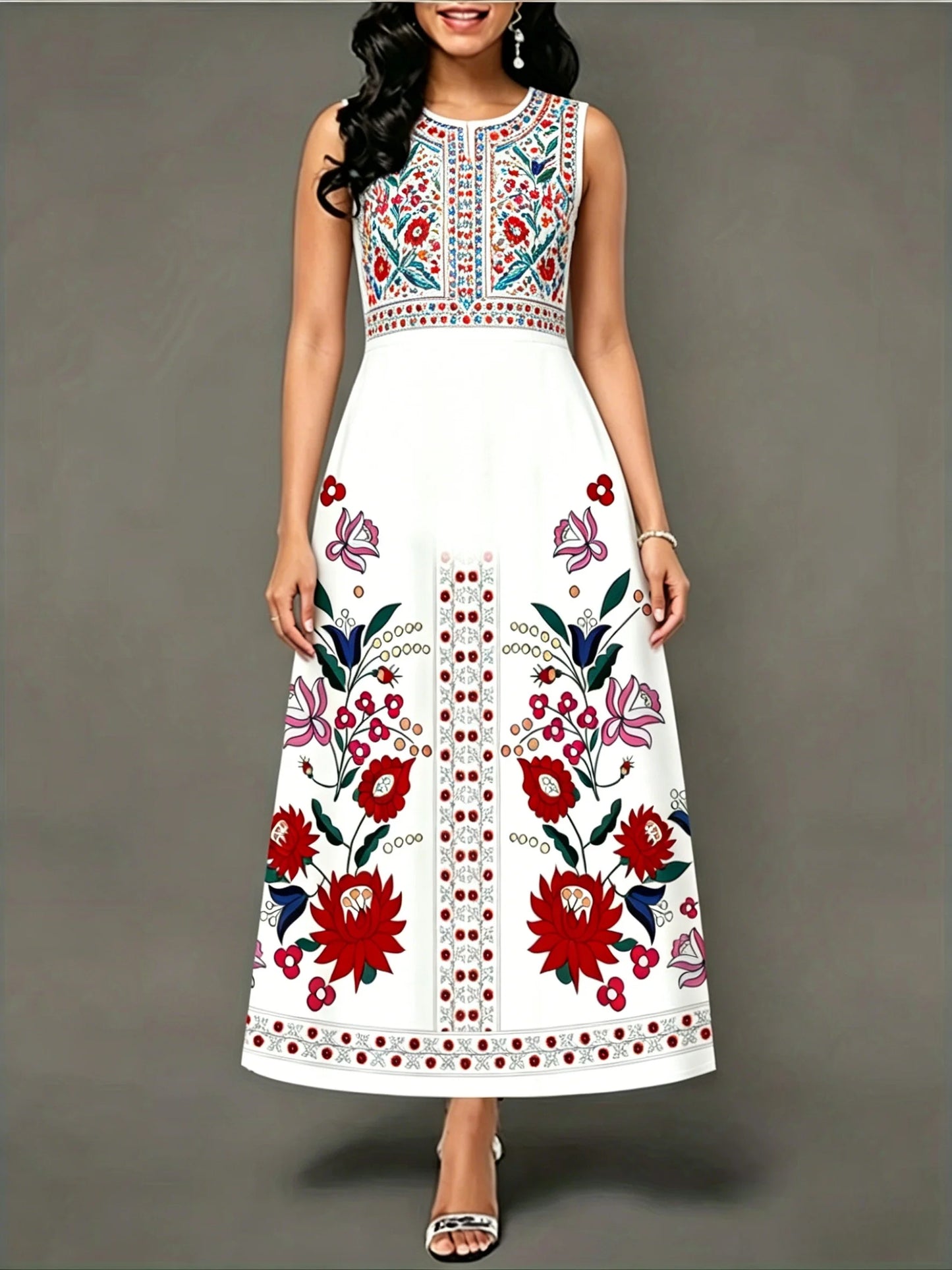 Vestido Longo Elegante com Estampa