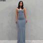 Vestido Maxi de Cetim Sem Mangas e Costas Nuas
