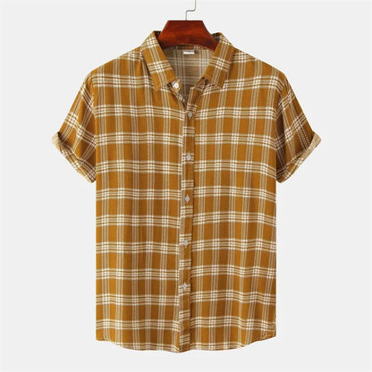 Camisa Estilo Havaiano Listrada e Xadrez em Preto e Branco