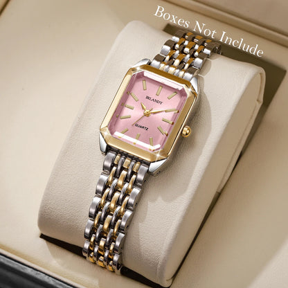 Relógio Feminino Retangular com Pulseira de Aço