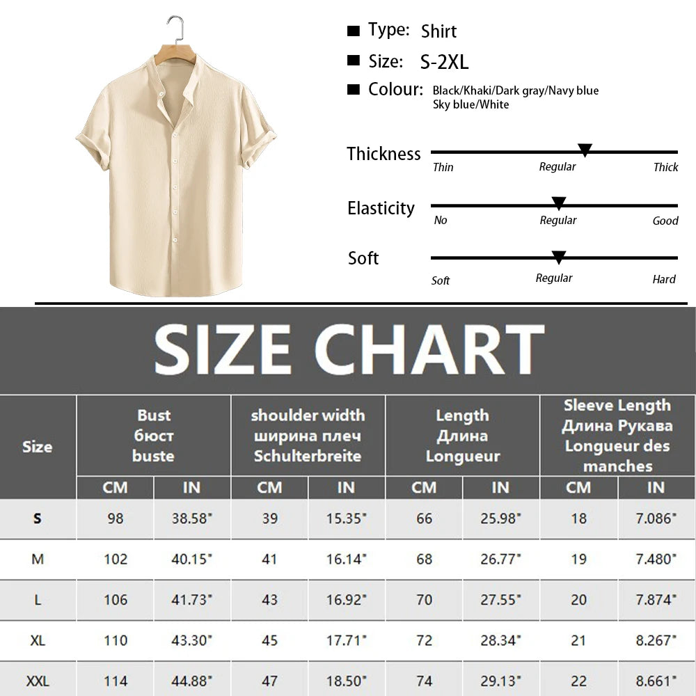 Camisa Masculina Casual de Manga Curta