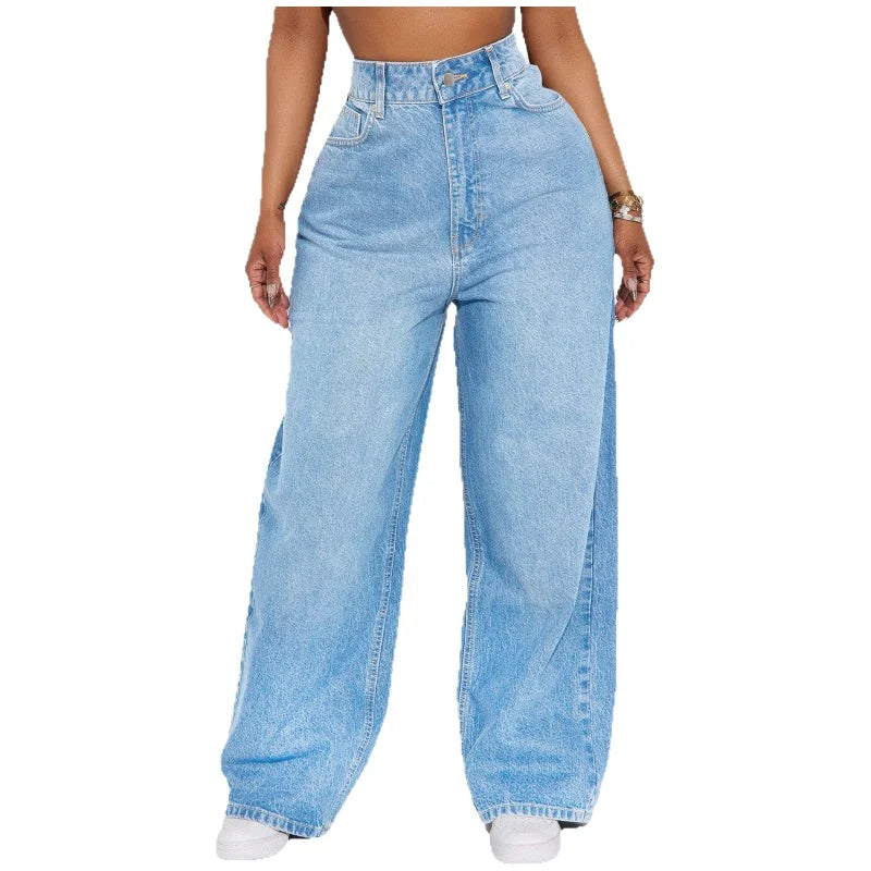 Calça Jeans de Perna Reta Cintura Alta