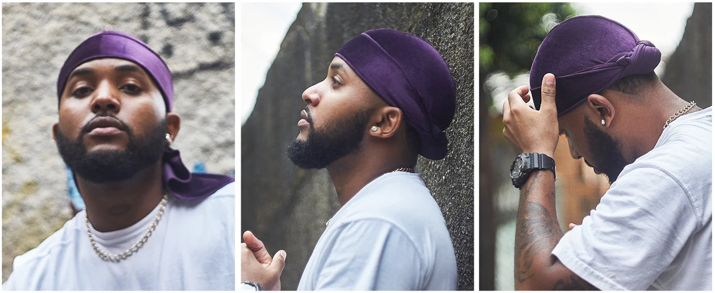 1-4 unidades — Novo Durag Silk Plus (Alta Densidade), Bandana, Turbante, Chapéu Masculino Respirável, Doo Rag de Cauda Longa para Homens, Touca de Pirata, Faixa de Cabeça.