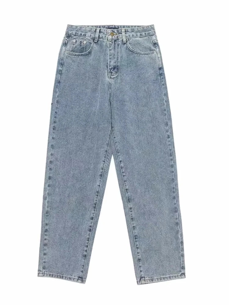 Calça Jeans Solta e Reta em Azul Claro