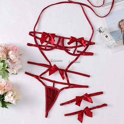 Conjunto de Calcinha e Sutiã Push Up com Bordado