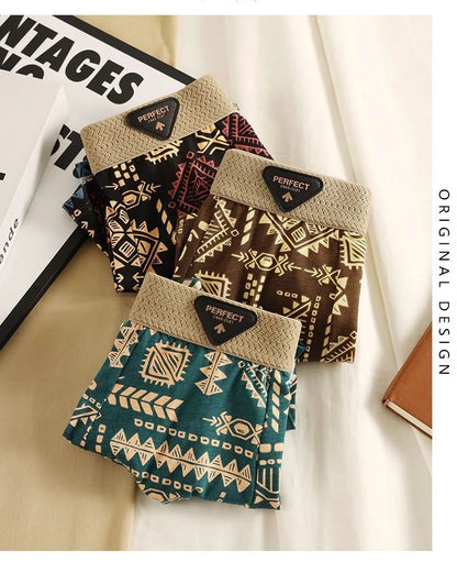 Cuecas Boxer Masculinas em Estilo Retrô Étnico