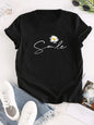 Camiseta de Gola Careca Estampa de Flores