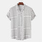 Camisa Estilo Havaiano Listrada e Xadrez em Preto e Branco