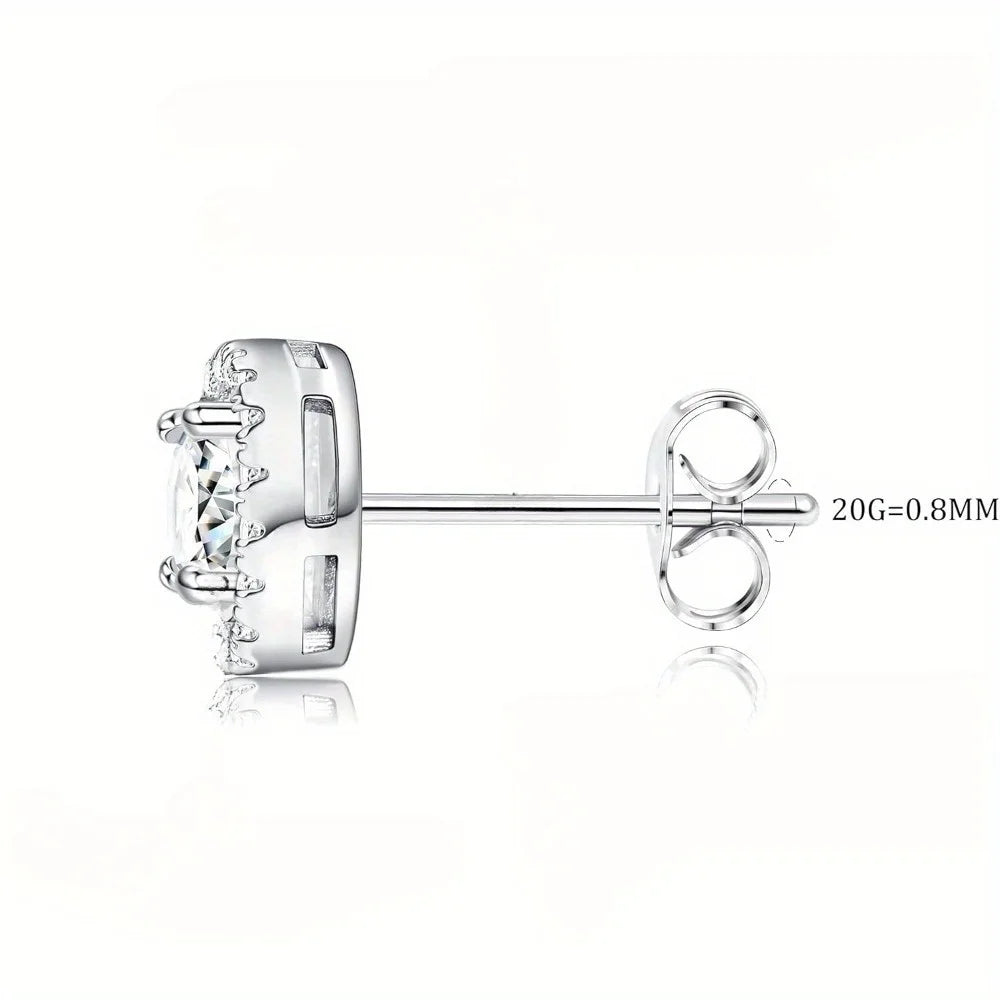 Conjunto de Brincos Redondos e Quadrados com Diamante