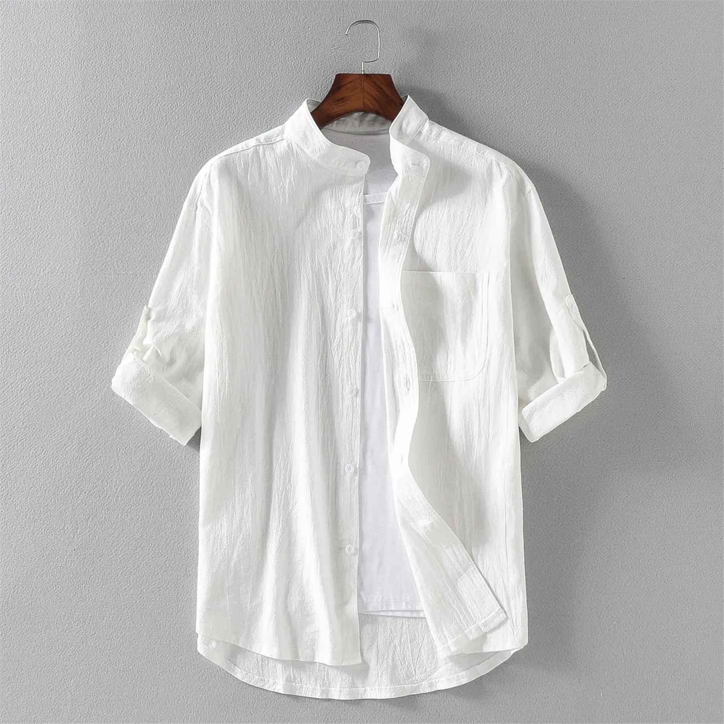 Camisa Estilo Casual com Gola Padre