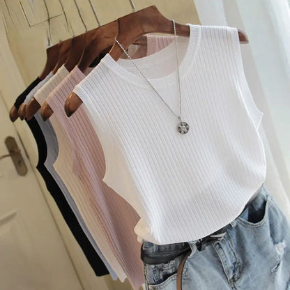 Blusas Casuais Finas Sem Mangas