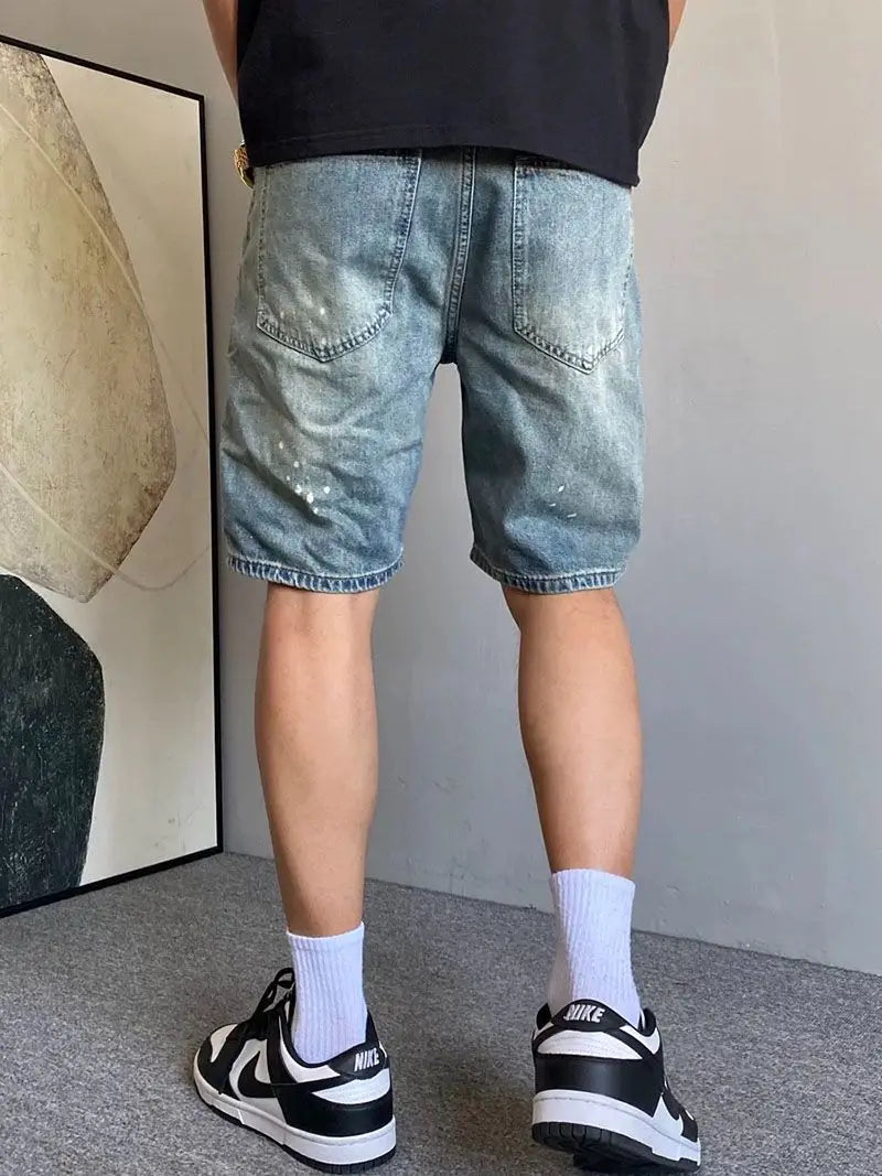 Bermudas Jeans Masculinas de Verão Estilo American High Street