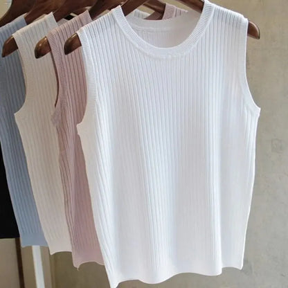 Blusas Casuais Finas Sem Mangas