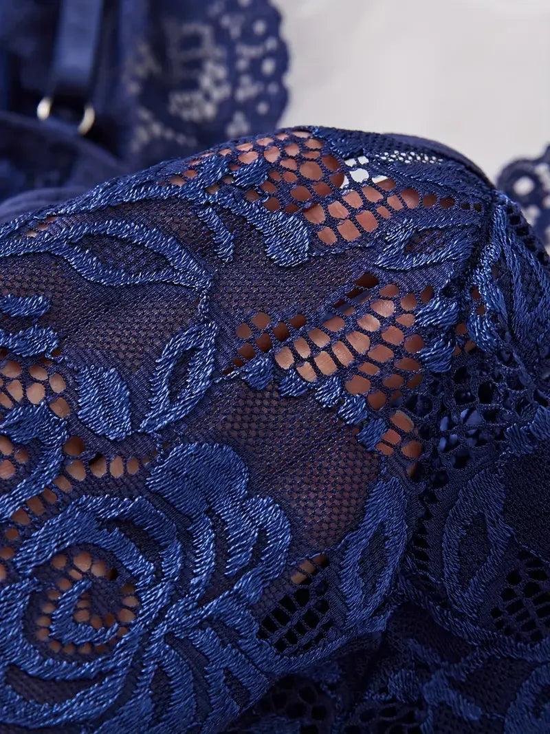 Conjunto de Lingerie Azul com Renda