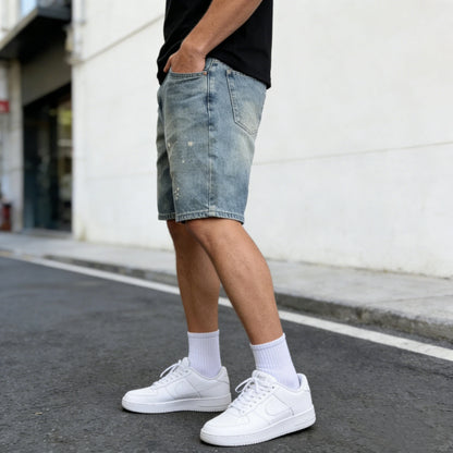 Bermudas Jeans Masculinas de Verão Estilo American High Street