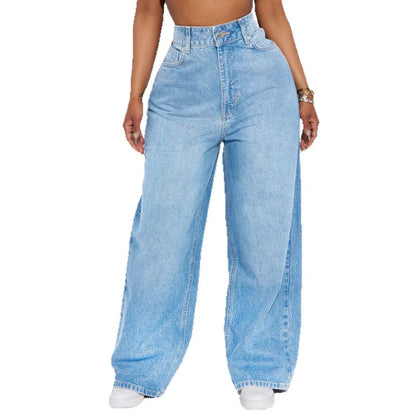 Calça Jeans de Perna Reta Cintura Alta