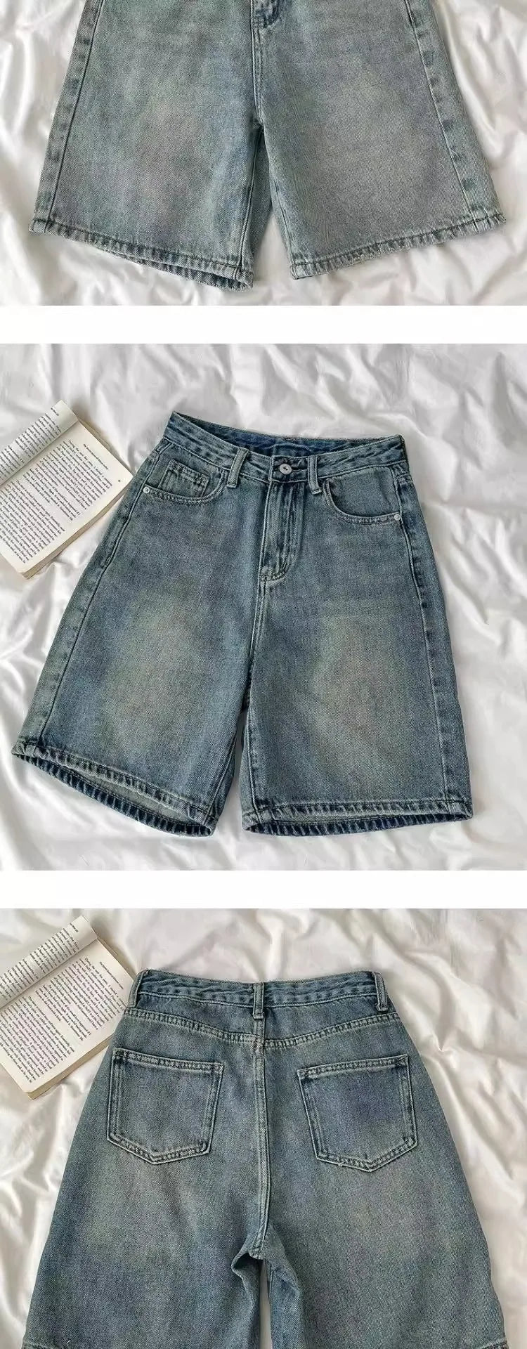 Short Jeans Feminino Retrô de Lavagem Desbotada