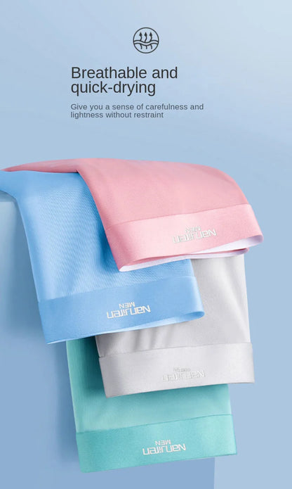 Kit com 4 Unidades de Cuecas Boxer Masculinas em Seda Gelo