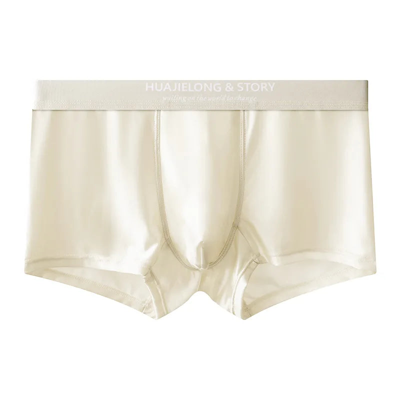 Kit 1 ou 3 Unidades de Cuecas Boxer em Seda Gelo e Cetim
