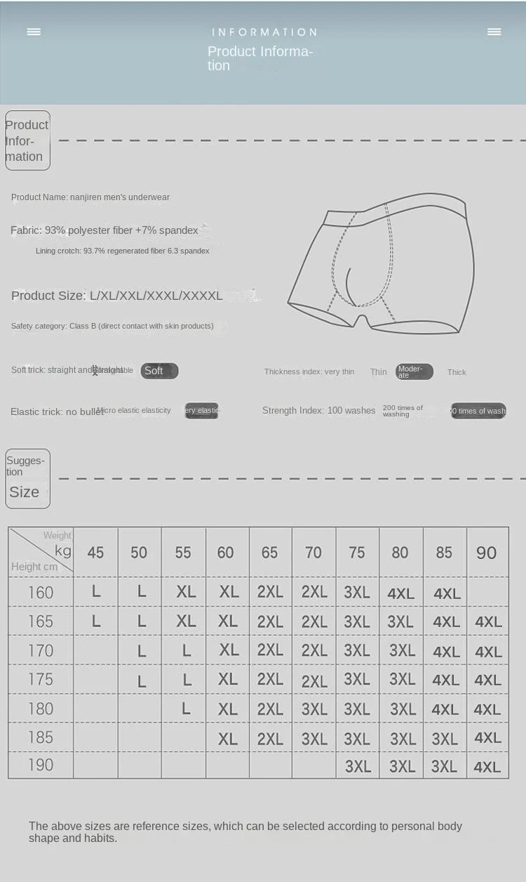 Kit com 4 Unidades de Cuecas Boxer Masculinas em Seda Gelo
