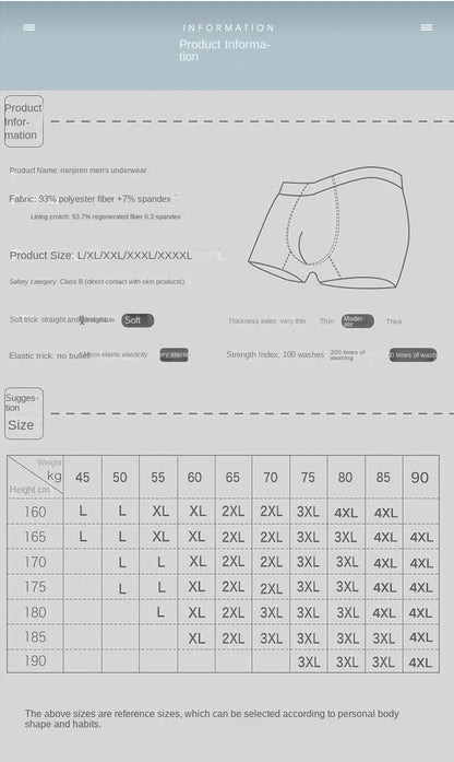 Kit com 4 Unidades de Cuecas Boxer Masculinas em Seda Gelo