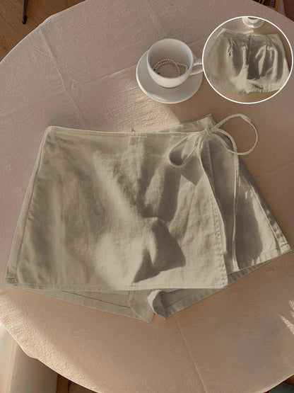 Saia-Short Femininas de Linho