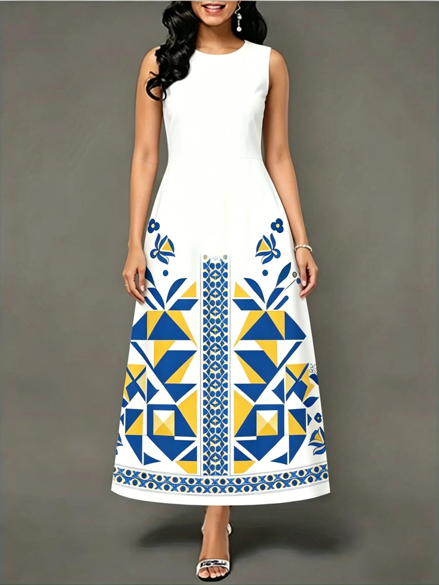 Vestido Longo Elegante com Estampa