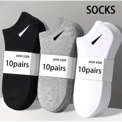 Kit de 3 ou 10 Pares de Meias Unissex de Cano Curto Comfort-Fit