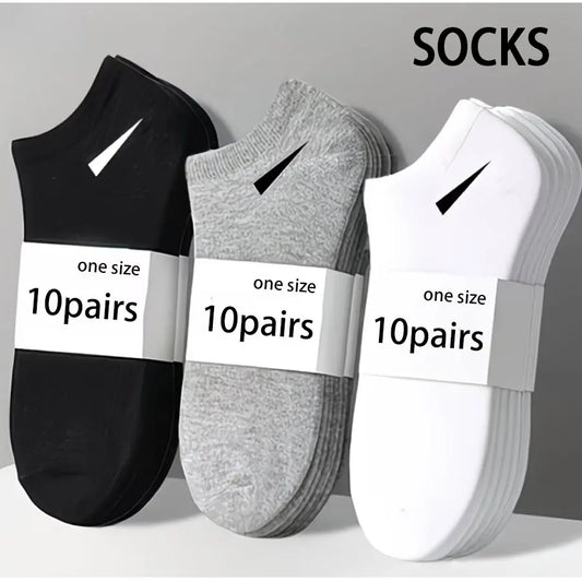 Kit de 3 ou 10 Pares de Meias Unissex de Cano Curto Comfort-Fit