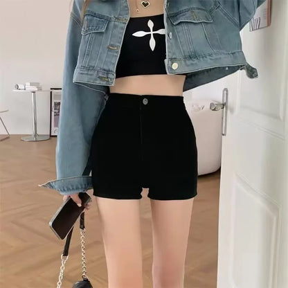 Short Jeans Feminino Retrô de Lavagem Desbotada