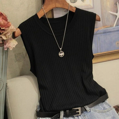 Blusas Casuais Finas Sem Mangas