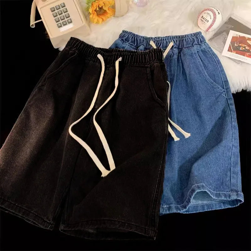 Bermuda Jeans Casual de Cintura Baixa