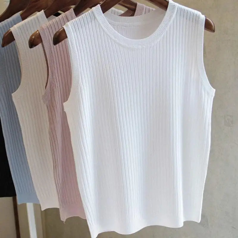 Blusas Casuais Finas Sem Mangas